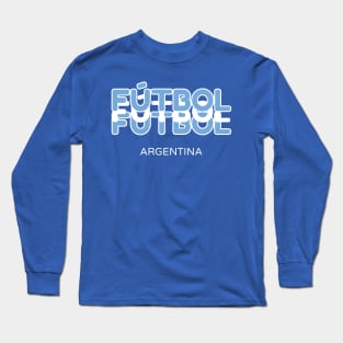 SCNT016 - Futbol Argentina Flag Colored Letters Long Sleeve T-Shirt